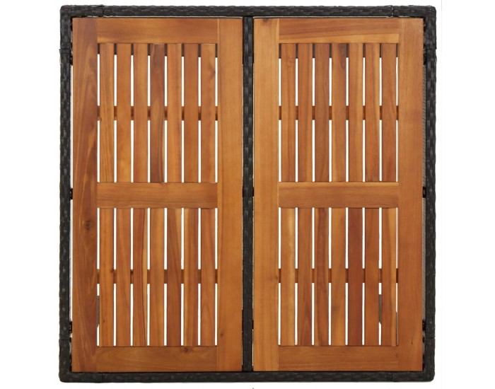 Sonata H Градинска маса с дървен плот черна 90x90x75 см полиратан