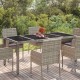 Sonata H Градинска маса със стъклен плот черен 190x90x75 см полиратан
