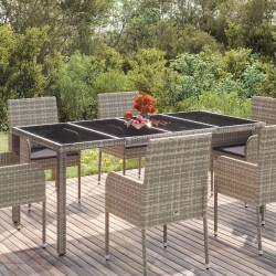 Sonata H Градинска маса със стъклен плот черен 190x90x75 см полиратан - Mese de grădină