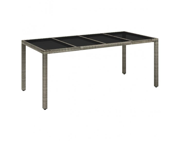 Sonata H Градинска маса със стъклен плот черен 190x90x75 см полиратан