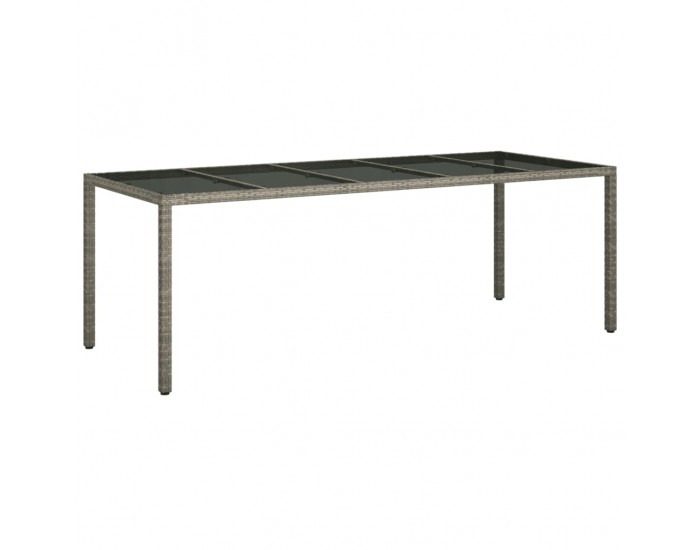 Sonata H Градинска маса сива 250x100x75 см закалено стъкло и полиратан