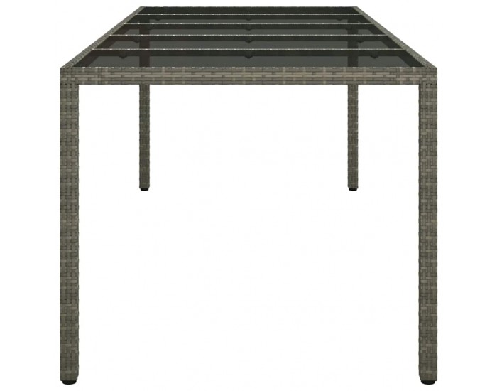 Sonata H Градинска маса сива 250x100x75 см закалено стъкло и полиратан