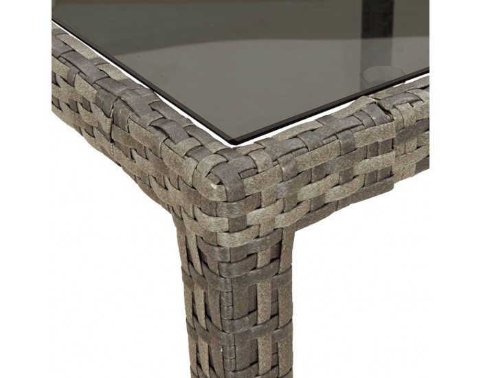 Sonata H Градинска маса сива 250x100x75 см закалено стъкло и полиратан