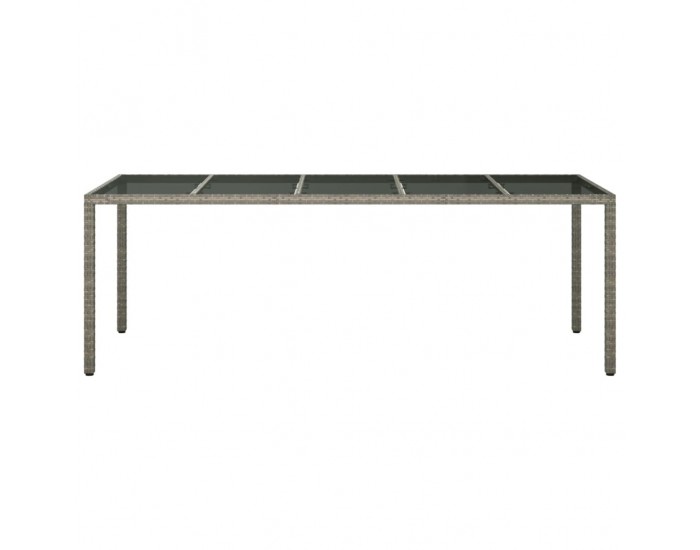 Sonata H Градинска маса сива 250x100x75 см закалено стъкло и полиратан