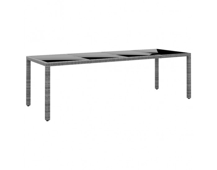 Sonata H Градинска маса 250x100x75 см закалено стъкло и полиратан сива
