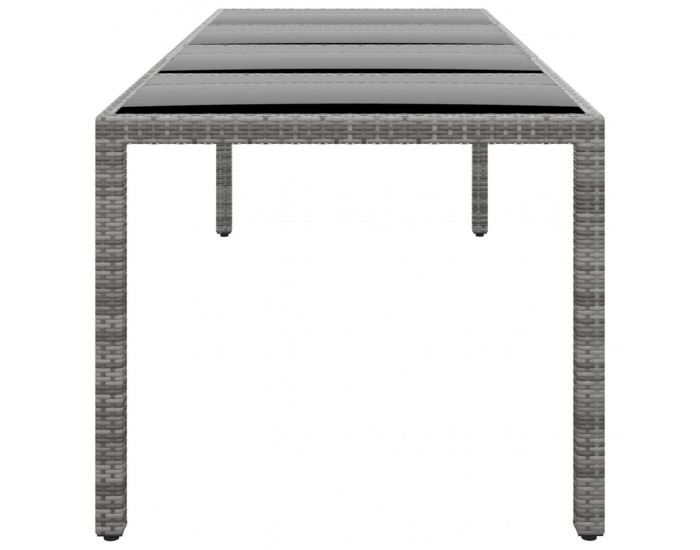Sonata H Градинска маса 250x100x75 см закалено стъкло и полиратан сива