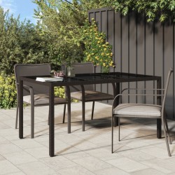 Sonata H Градинска маса 150x90x75 см закалено стъкло и полиратан кафява - Mese de grădină