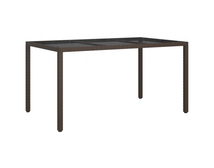 Sonata H Градинска маса 150x90x75 см закалено стъкло и полиратан кафява