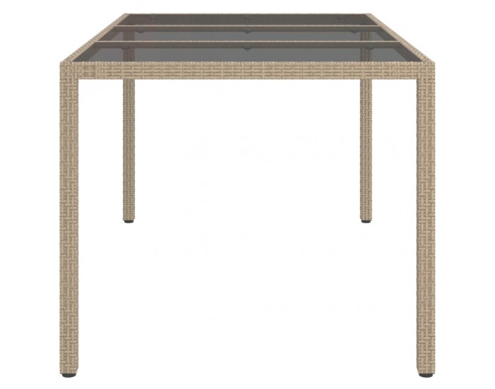 Sonata H Градинска маса 150x90x75 см закалено стъкло и полиратан бежова