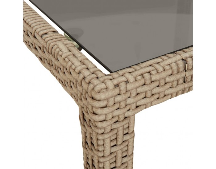 Sonata H Градинска маса 150x90x75 см закалено стъкло и полиратан бежова