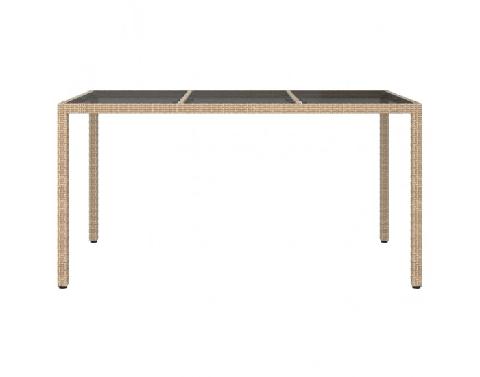 Sonata H Градинска маса 150x90x75 см закалено стъкло и полиратан бежова
