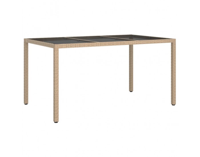Sonata H Градинска маса 150x90x75 см закалено стъкло и полиратан бежова