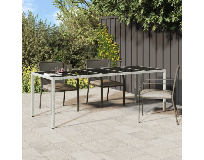Sonata H Градинска маса бяла 250x100x75 см полиратан и закалено стъкло