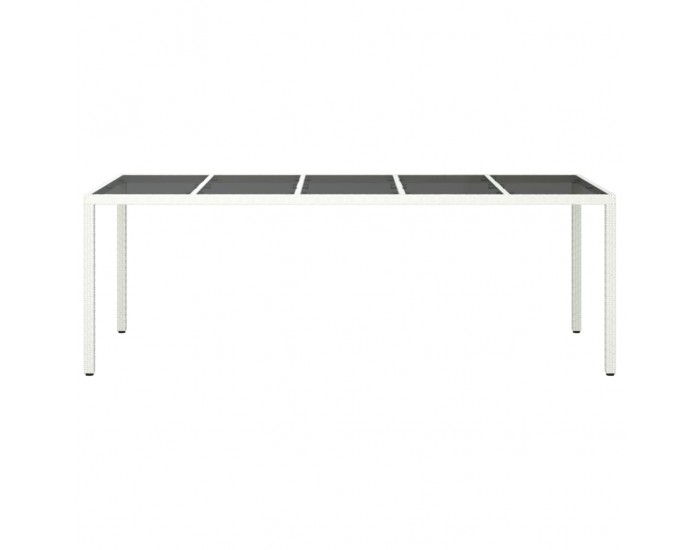 Sonata H Градинска маса бяла 250x100x75 см полиратан и закалено стъкло