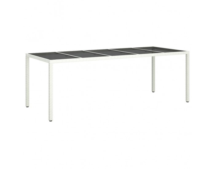 Sonata H Градинска маса бяла 250x100x75 см полиратан и закалено стъкло