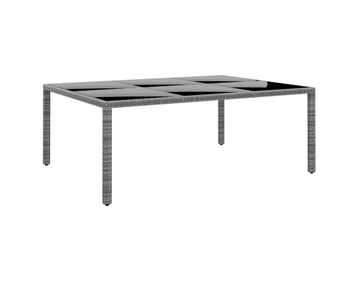Sonata H Градинска маса 200x150x75 см закалено стъкло и полиратан сива