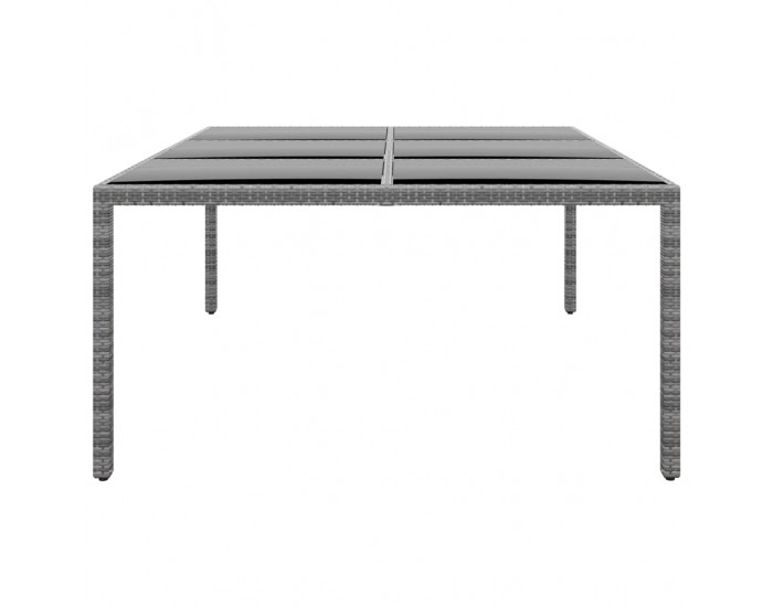 Sonata H Градинска маса 200x150x75 см закалено стъкло и полиратан сива