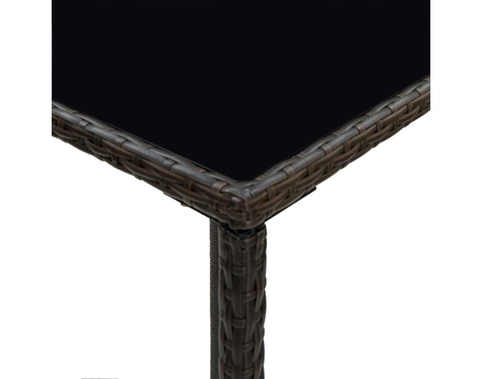 Sonata Masă de bar de grădină, maro, 70x70x110 cm, poliratan și sticlă