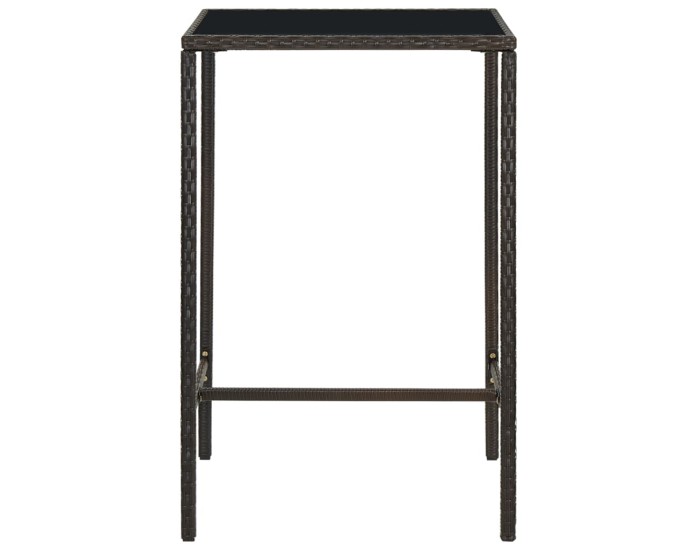 Sonata Masă de bar de grădină, maro, 70x70x110 cm, poliratan și sticlă