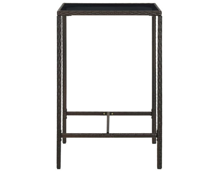 Sonata Masă de bar de grădină, maro, 70x70x110 cm, poliratan și sticlă