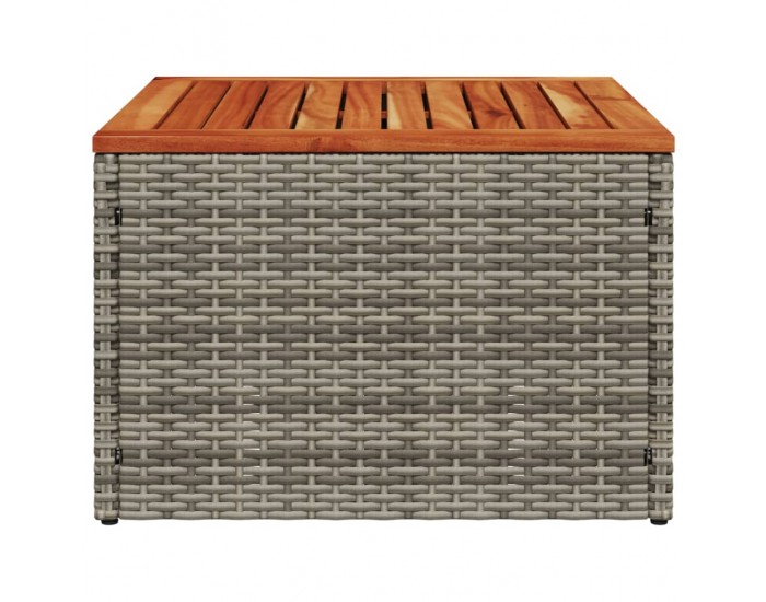 Sonata H Градинска маса сива 55x55x37 см полиратан и акациево дърво