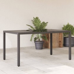 Sonata H Градинска маса със стъклен плот черен 150x90x75 см полиратан - Mese de grădină