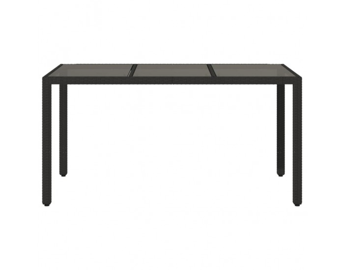 Sonata H Градинска маса със стъклен плот черен 150x90x75 см полиратан