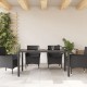 Sonata H Градинска маса със стъклен плот черен 150x90x75 см полиратан