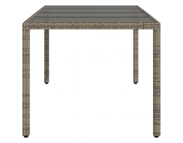 Sonata H Градинска маса със стъклен плот черен 190x90x75 см полиратан