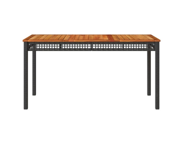 Sonata Masă de grădină, negru, 140x80x75 cm, poliratan și lemn acacia