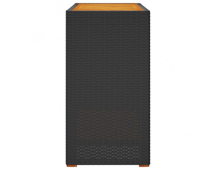 Sonata H Градинска маса с дървен плот черна 100x40x75 см полиратан
