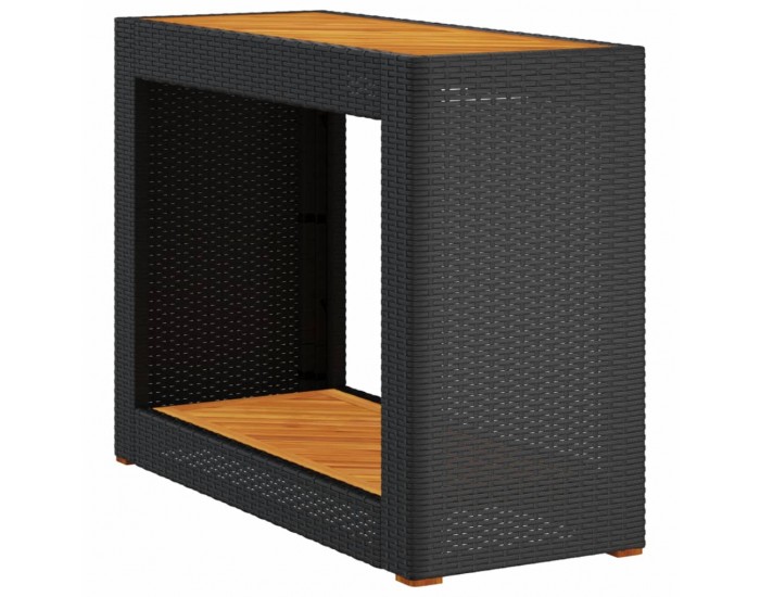 Sonata H Градинска маса с дървен плот черна 100x40x75 см полиратан