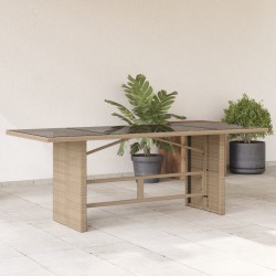 Sonata H Градинска маса със стъклен плот бежова 190x80x74 см полиратан - Mese de grădină