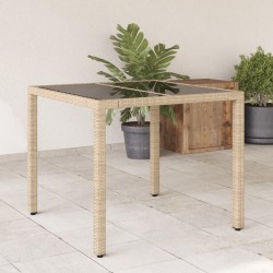 Sonata H Градинска маса със стъклен плот бежова 90x90x75 см полиратан - Mese de grădină
