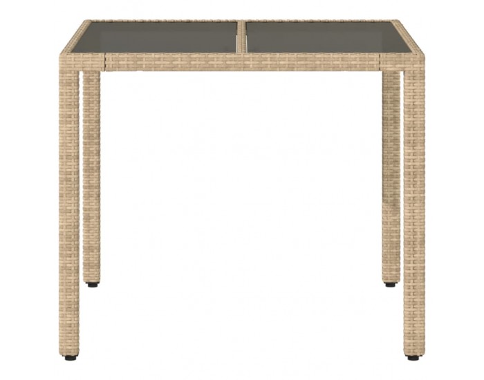 Sonata H Градинска маса със стъклен плот бежова 90x90x75 см полиратан