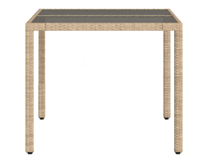 Sonata H Градинска маса със стъклен плот бежова 90x90x75 см полиратан