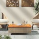 Sonata H Градинска маса, бежова, 70x70x25 см, ратан и акациево дърво