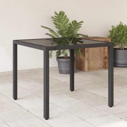 Sonata H Градинска маса със стъклен плот, черна, 90x90x75 см, полиратан - Mese de grădină