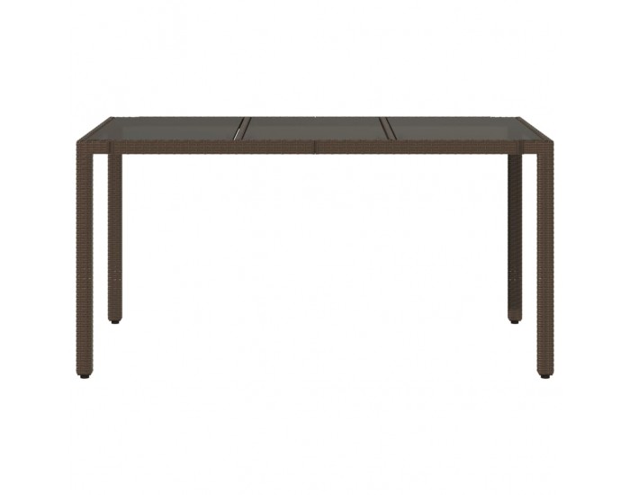 Sonata H Градинска маса със стъклен плот кафява 150x90x75 см полиратан
