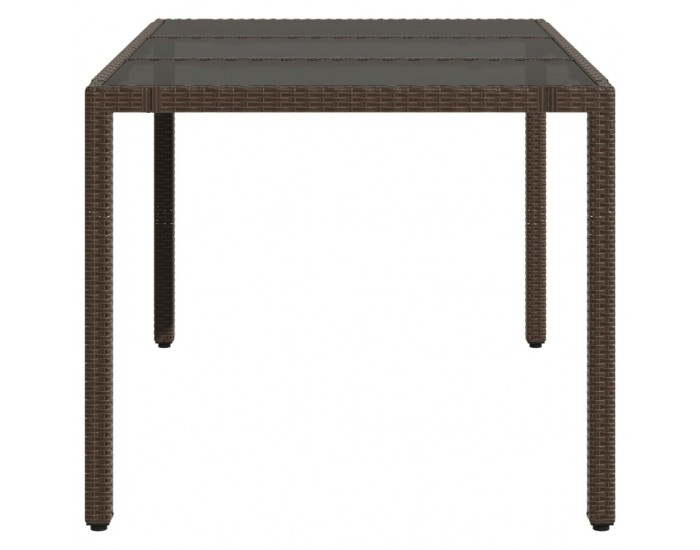 Sonata H Градинска маса със стъклен плот кафява 150x90x75 см полиратан