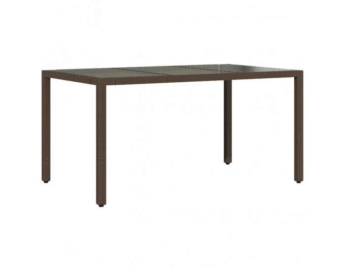 Sonata H Градинска маса със стъклен плот кафява 150x90x75 см полиратан