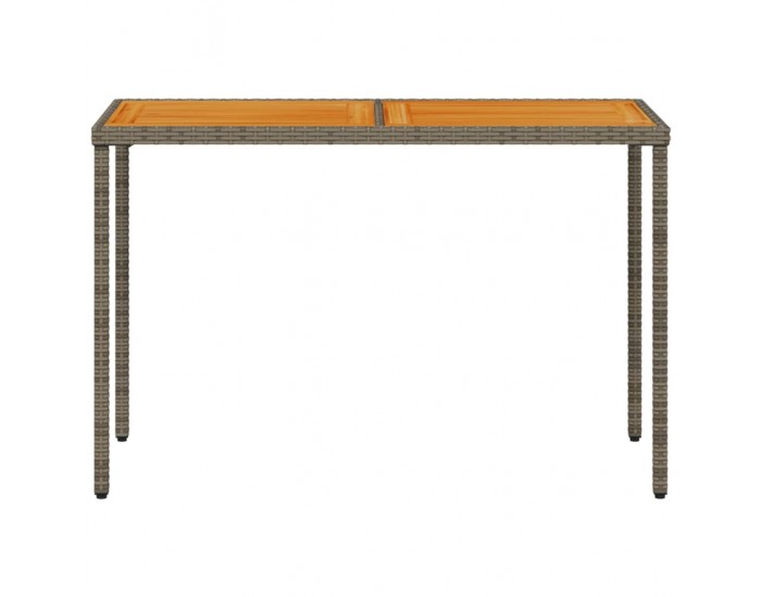 Sonata H Градинска маса с плот от акация, сиво, 115x54x74 см, полиратан