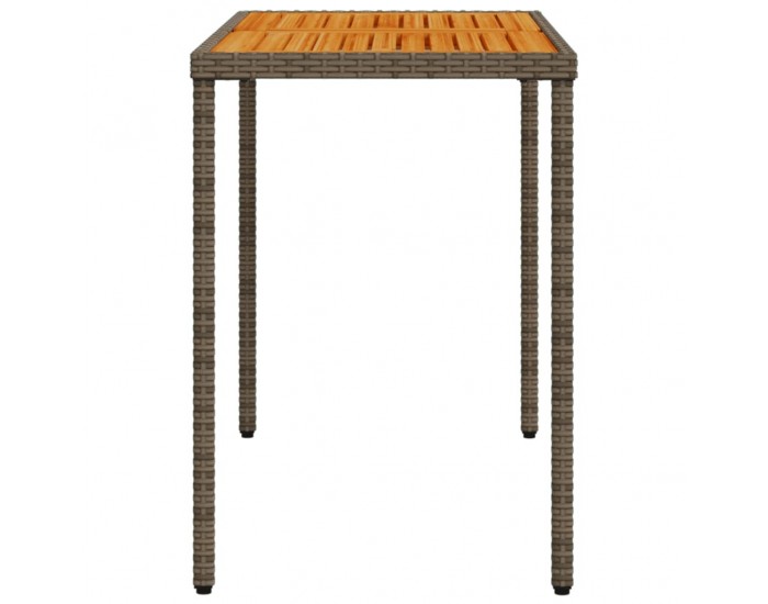 Sonata H Градинска маса с плот от акация, сиво, 115x54x74 см, полиратан