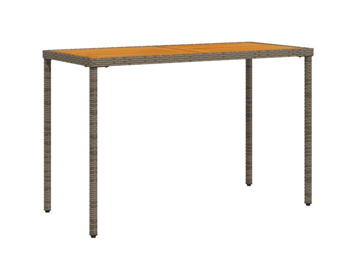 Sonata Masă de grădină, blat lemn acacia, gri, 115x54x74 cm, poliratan