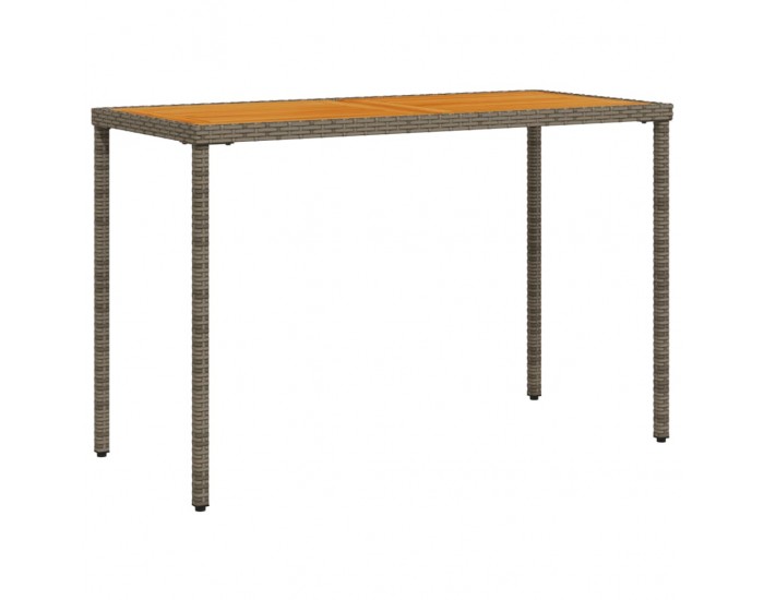 Sonata H Градинска маса с плот от акация, сиво, 115x54x74 см, полиратан
