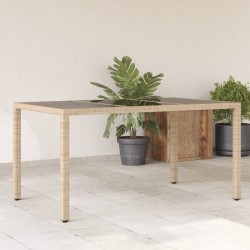 Sonata H Градинска маса със стъклен плот бежова 150x90x75 см полиратан - Mese de grădină