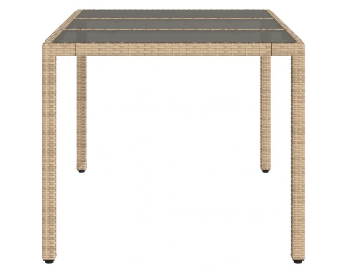 Sonata H Градинска маса със стъклен плот бежова 150x90x75 см полиратан