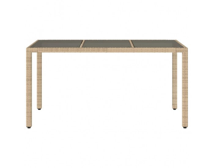 Sonata H Градинска маса със стъклен плот бежова 150x90x75 см полиратан