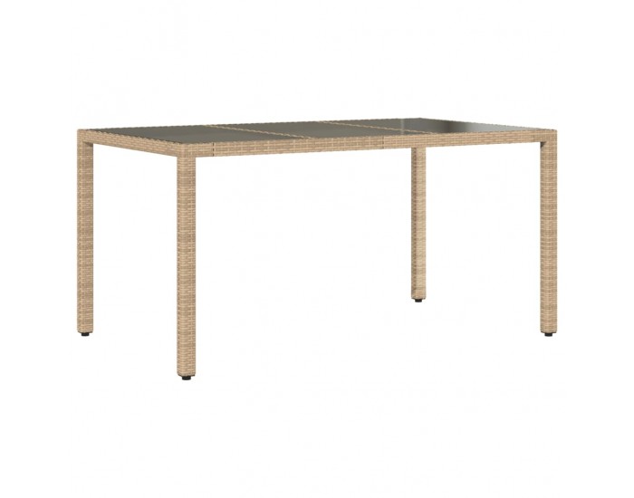 Sonata H Градинска маса със стъклен плот бежова 150x90x75 см полиратан