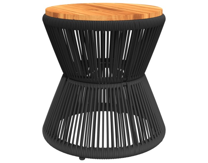 Sonata Măsuță cafea bază din sârmă negru Ø 45x44 cm, lemn masiv acacia